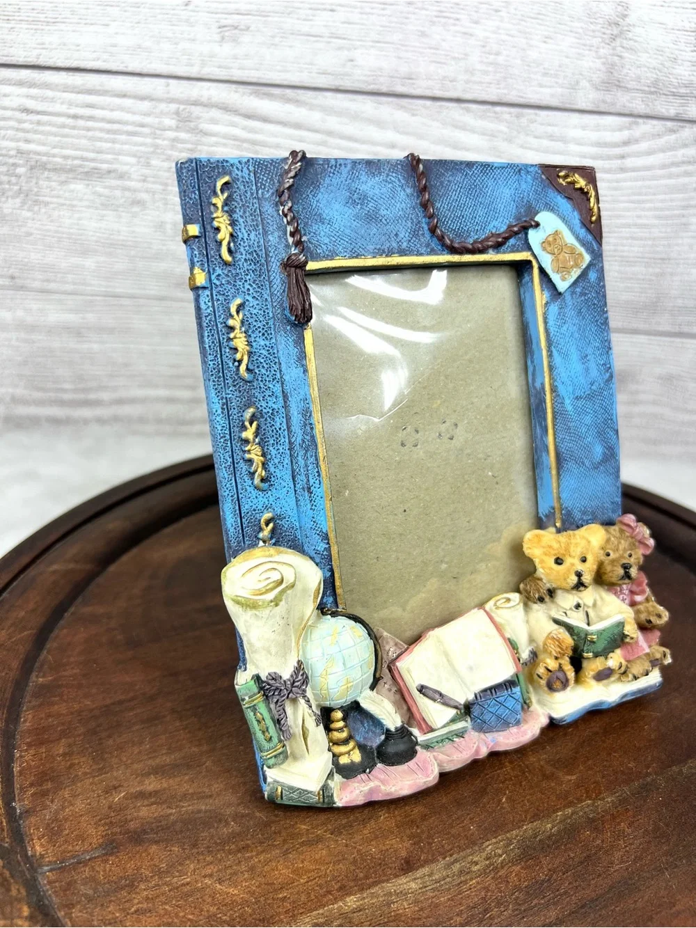 Vintage 3D Teddy Bear Small Photo Frame 90’s Cottagecore Whimsical Decor Retro